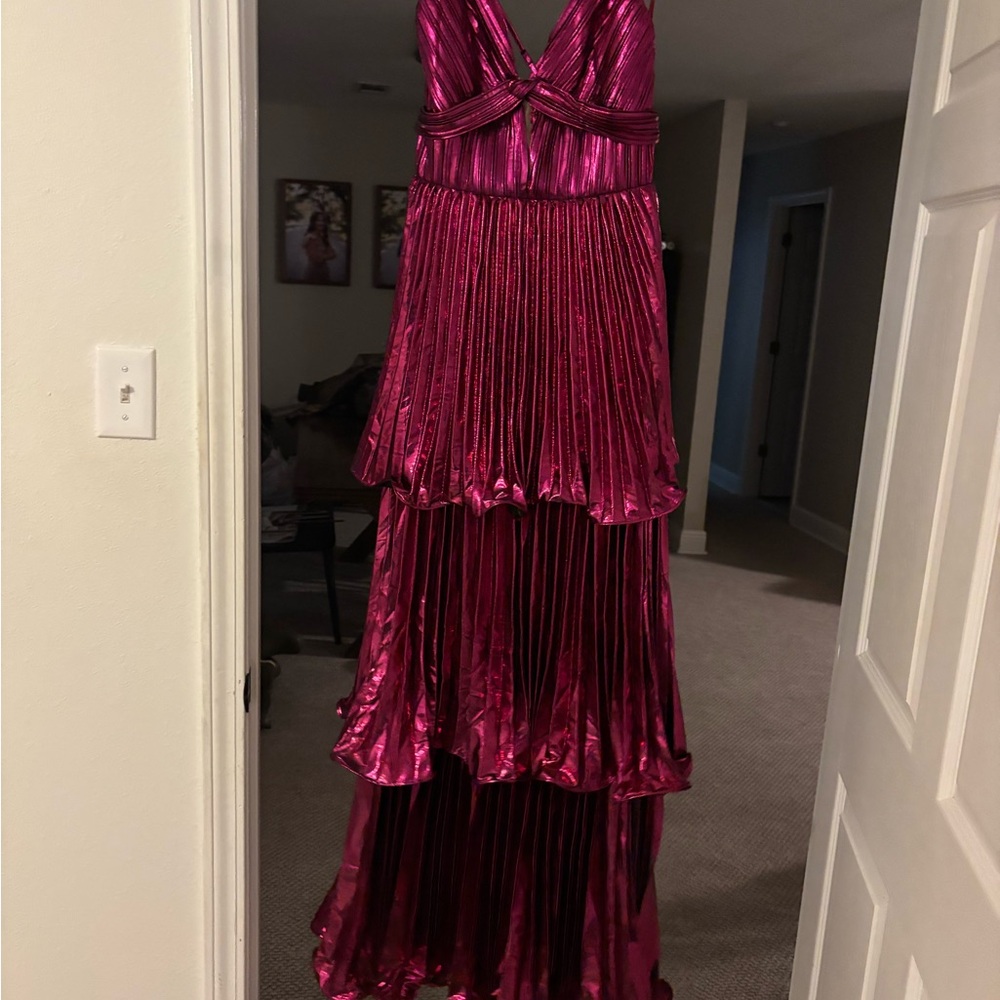 Elegant Metallic Pink Gown